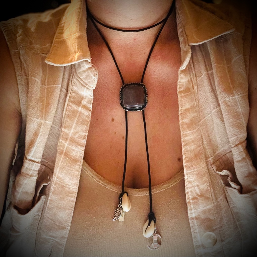 Xl Bohemian Gemstone Bolo Tie Statement Choker Necklace Coastal Cowgirl 55$